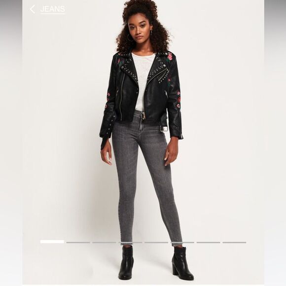 Super Dry Super Crafted Mid Rise Super Skinny Jeans, Grey Nero size 34/30. - Picture 1 of 13